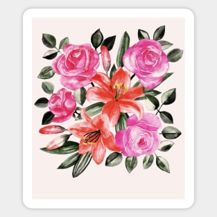 Roses and Lilies in watercolor Sticker